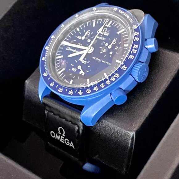 Authentic OMEGA X SWATCH Bioceramic MoonSwatch Mission to Neptune Blue Unisex - Picture 12 of 13